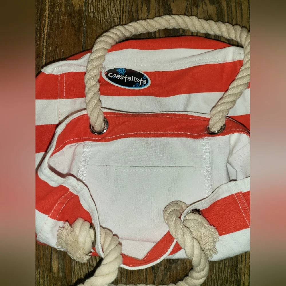 Hilton Head Island Striped Canvas Beach Tote Bag
